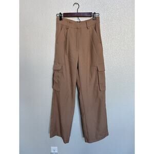 NEW Bloom Seasons womens wide leg cargo pants tan medium relaxed casual travel